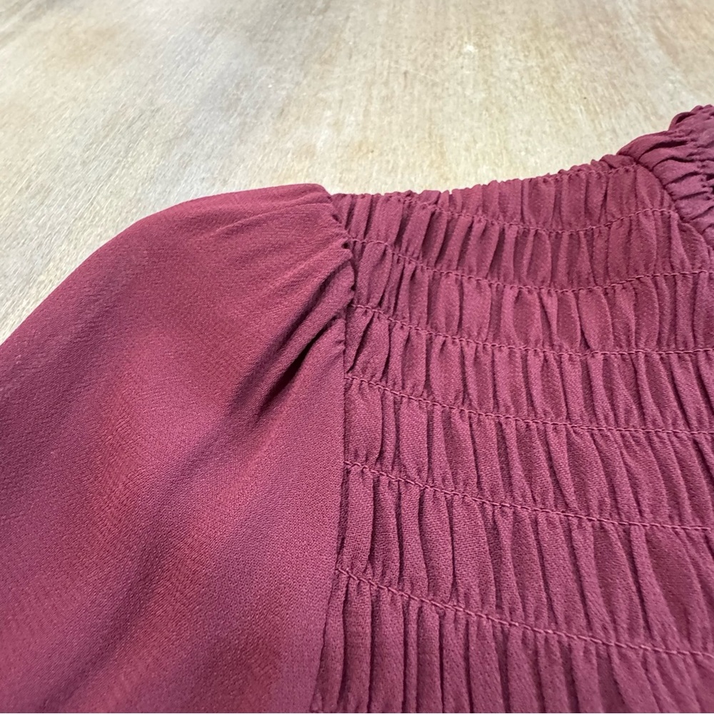 Reformation Dress Long Sleeve Mock Neck Pleated Shift Burgundy XS - Picture 11 of 16